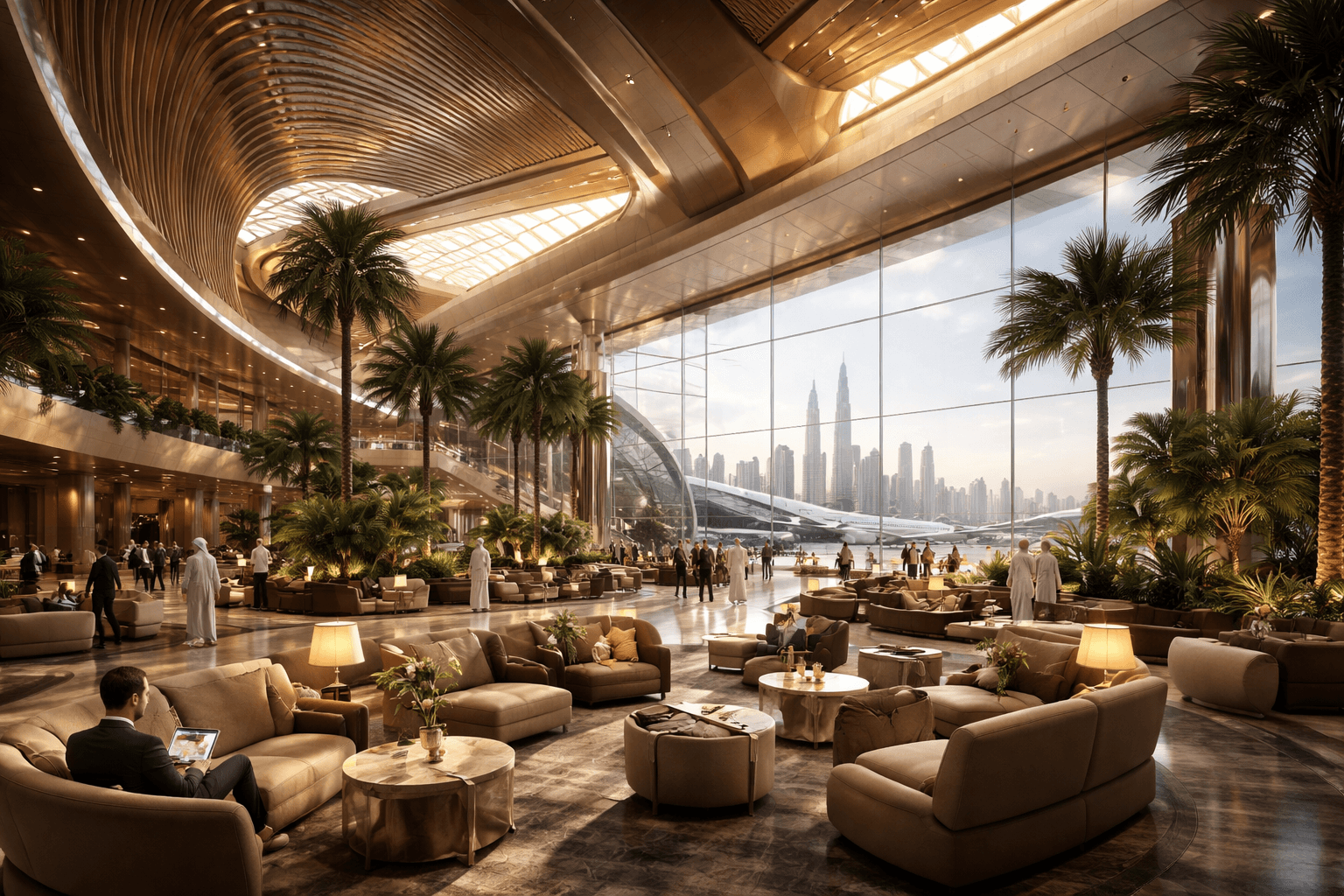 Luxury airport interior architecture in Dubai